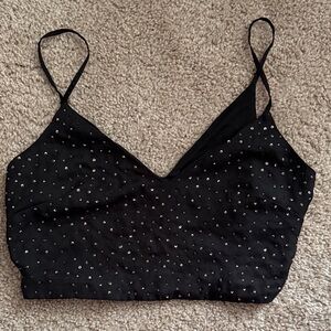 Zara Black Top with Silver Embellishments